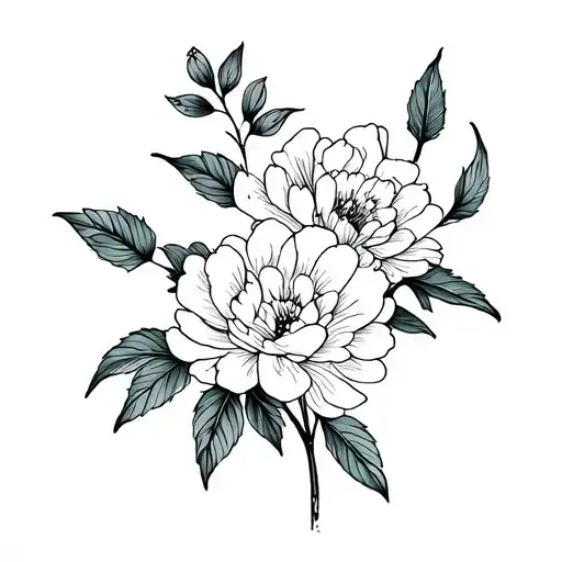 Peony And Bauhinia Flowers Intertwined