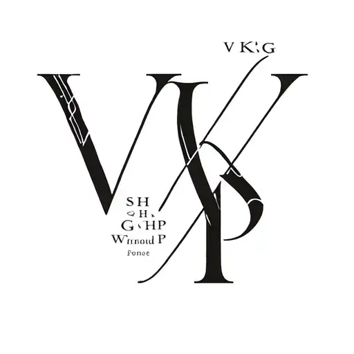 Design Combained With Initials V K S H G P Carved