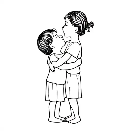 A Child Hugging Another Child