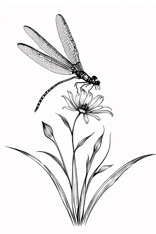 Dragonfly And Lycoris Radiata Flower
