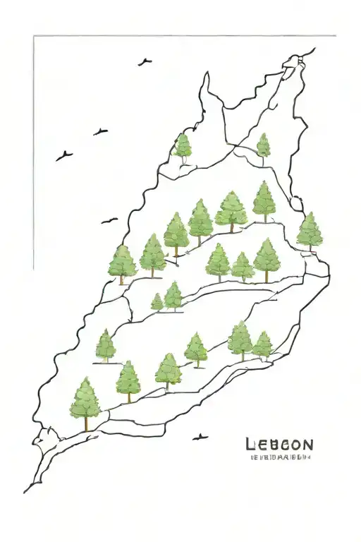 Lebanon Outline Filled With Cedar Tree