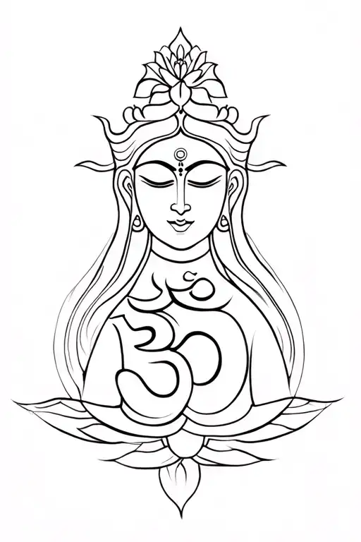 Shiva With Om And Lily Flower