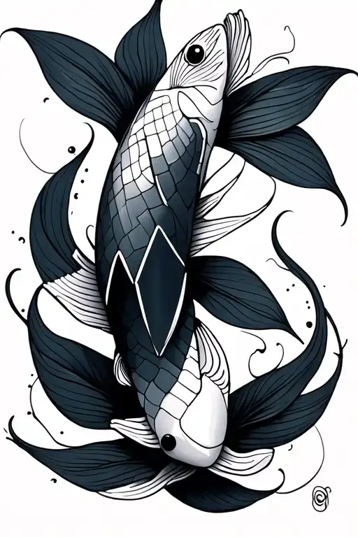 Minimalistic Geometric Koi Fish