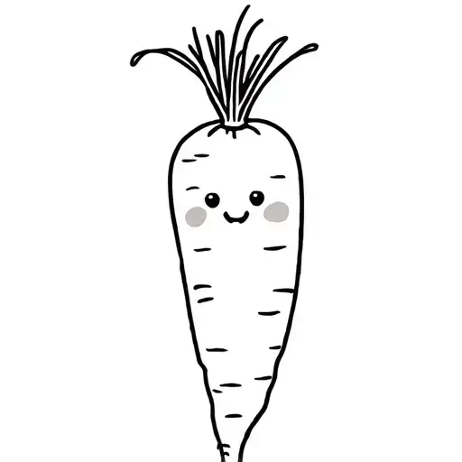 Outline Of Small Cute Carrot With A Face In It