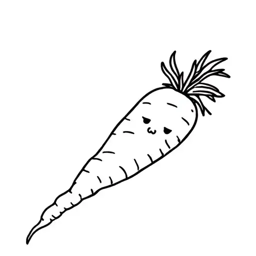 Outline Of Small Cute Carrot With A Face In It Very Minimal