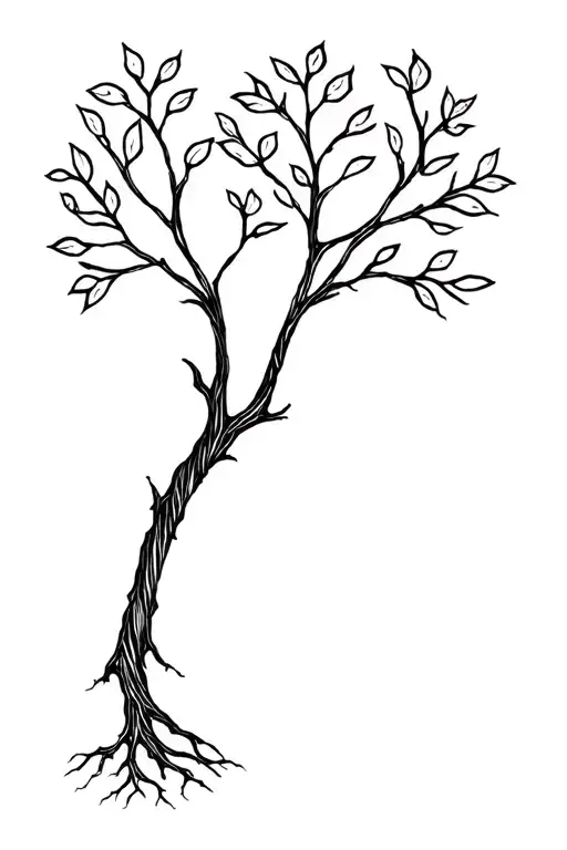 Oak Tree With Leaves And No Leaves With Roots