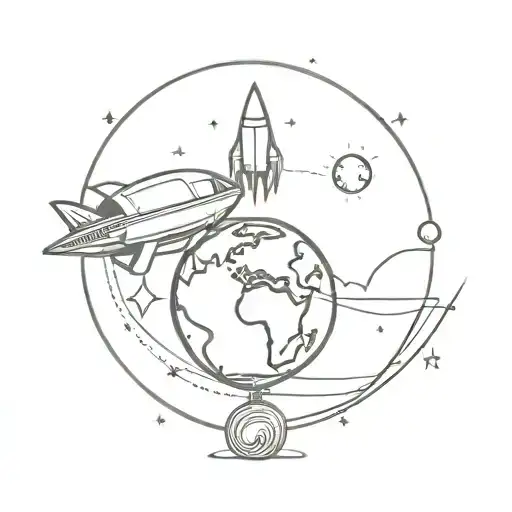 Rocket Ship Towing Earth Globe