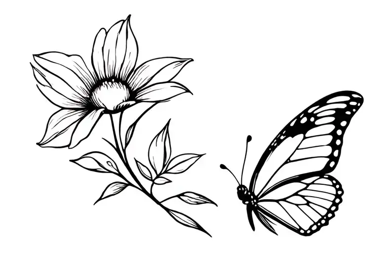 Flower A And Butterfly