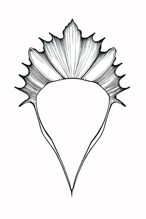 Manta Ray In A Line With Shells Above And Minamilistic