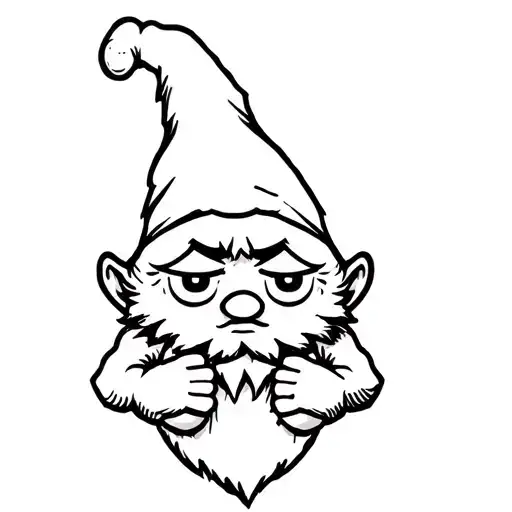 A Small Cartoon Gnome That Looks Devious Black