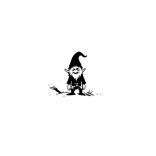 A Small Cartoon Gnome That Looks Devious Black In The Style Of Old Cartoon Network