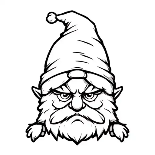 A Small Cartoon Gnome That Looks Devious Black In The Style Of Ron English