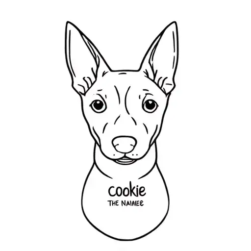 A Pincher Dog Ears And The Name Cookie Underneath