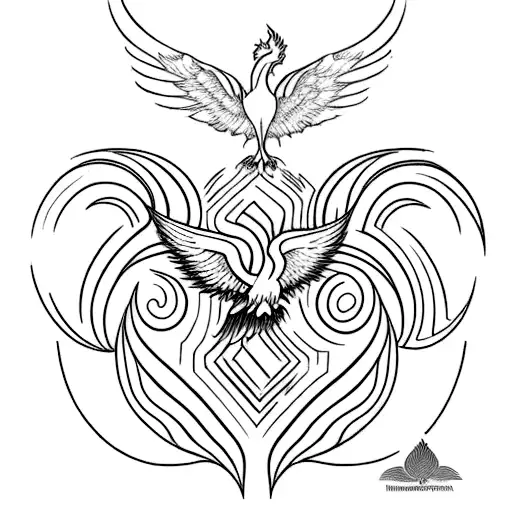 An Hourglass Merged With A Phoenix