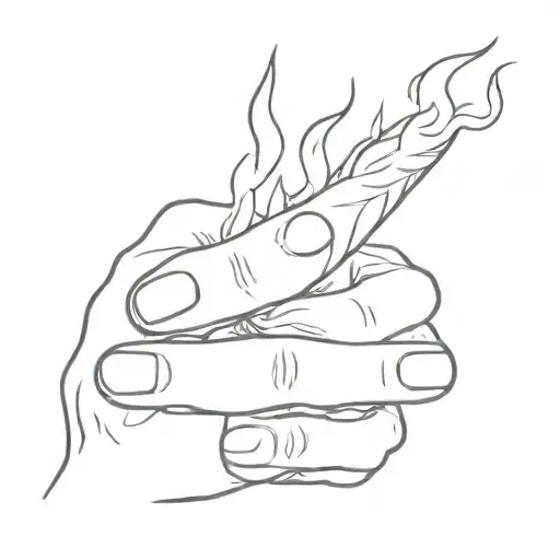 Flames On Back Of Hand Trailing Up The Back Of The Middle Finger
