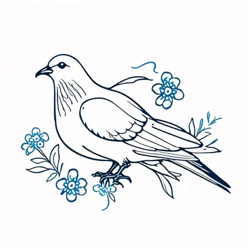 Carrier Pigeon Carrying Forget-me-not Flower