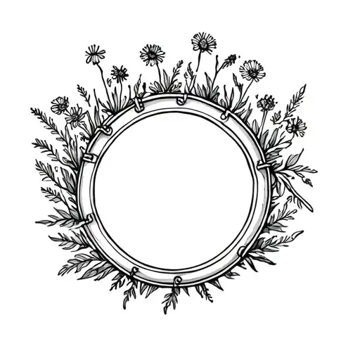Wild Flowers Growing Around A Drum Seen From The Side