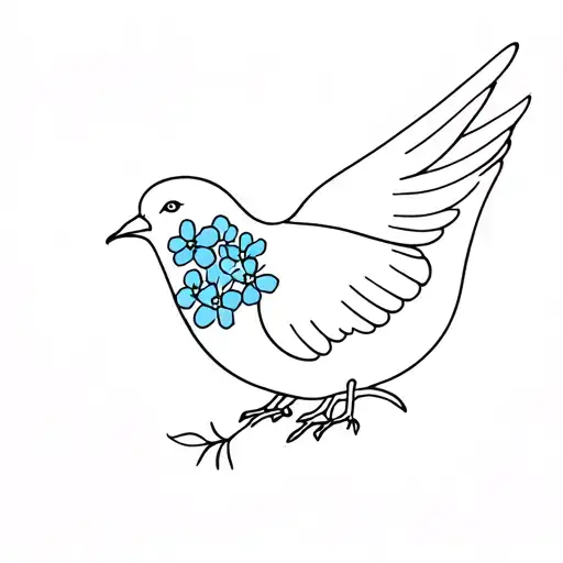 Sleek Carrier Pigeon Carrying Forget-me-not Flower