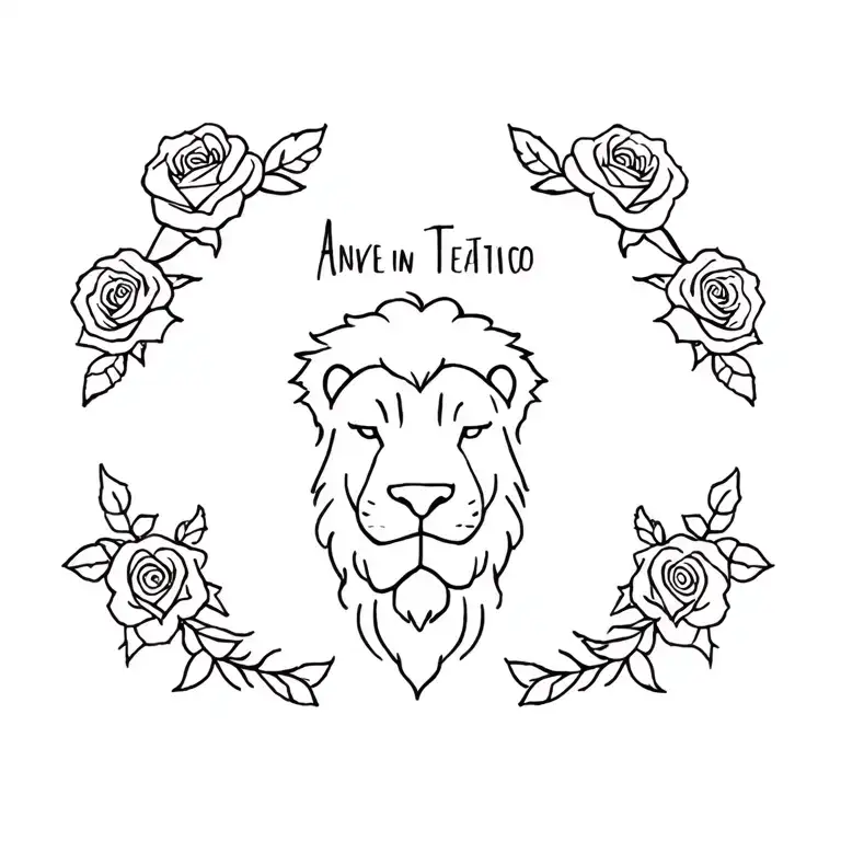 Roses And Lion With Text Inside