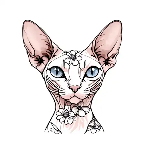 Canadian Sphynx Cat With Flowers