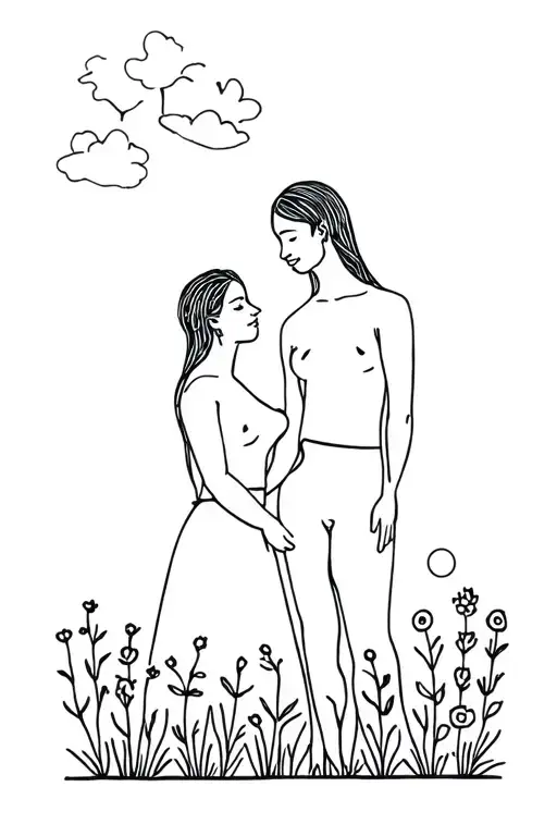 Eva And Adam In The Garden