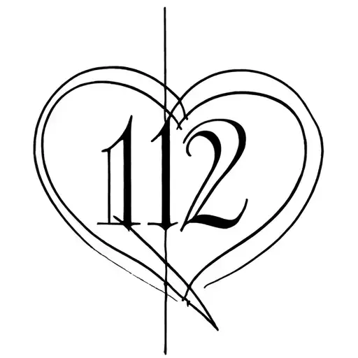 Integrate And Hide The Number 12 In The Lines Forming A Minimalist Heart
