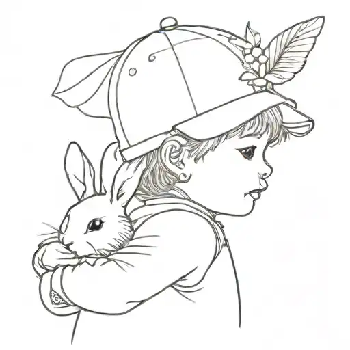 A Child With A Cap On Holding A Bunny