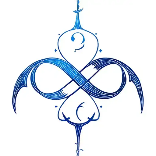 Make Me A Small Tattoo That Combines Both Aquarius And Pisces Sign And Add Some Blue Colors To It