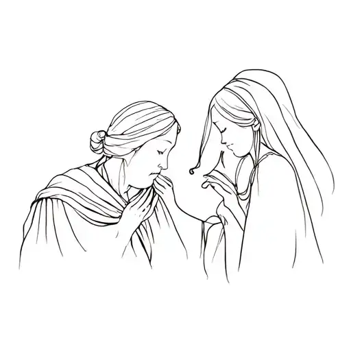 An Old Woman And A Young Girl