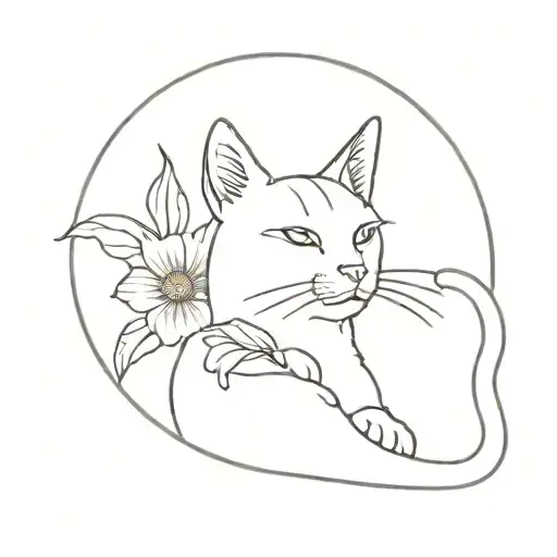 Cat And Flower Surrounded
