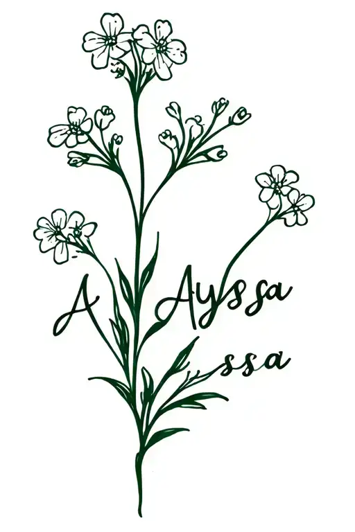 Alyssum Flower Intertwined With Alyssa Wrote In Stem