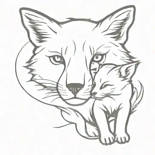 Fox And Lion Cub