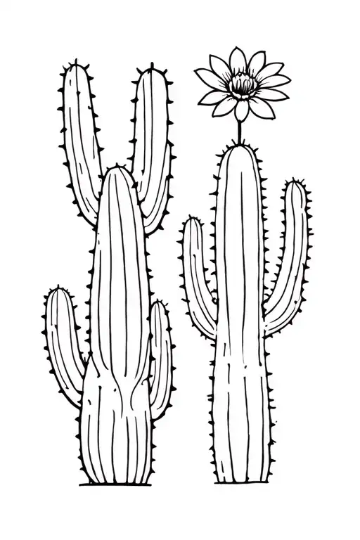 Generates Two Simple Cactus Together And One Of Them With A Flower Up