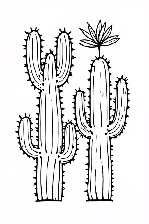 Oval Cactus And Large Cactus Together Symbolizing The Union Of Two Different People