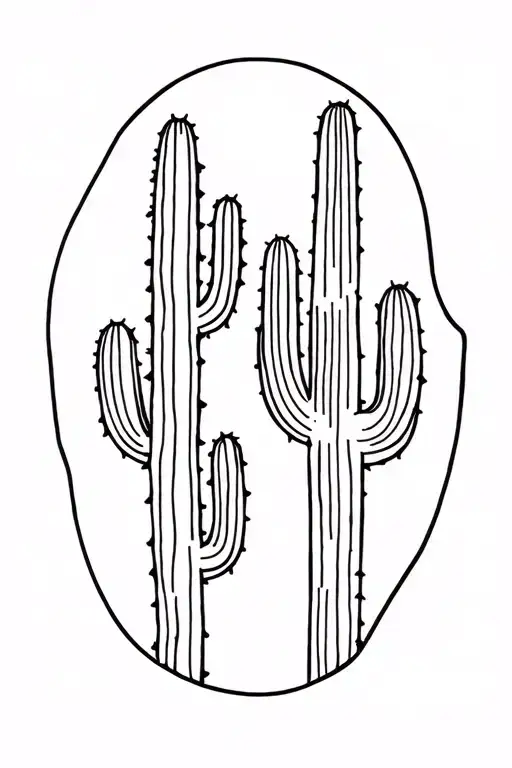 Oval Cactus And Large Cactus Together Symbolizing The Union Of Two Different People
