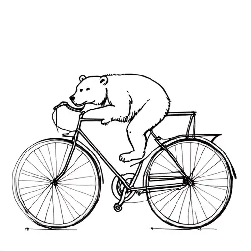 Line Drawing Of Bear On Bicycle