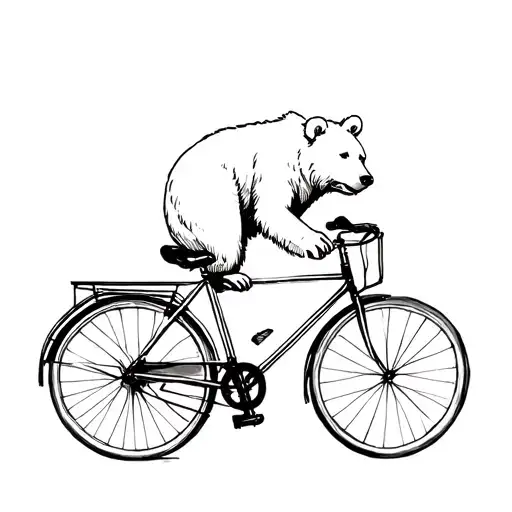 Line Drawing Of Bear On Bicycle