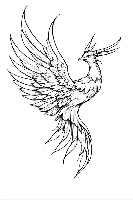 Tattoo Phoenix In A Delicate Style With Spread Wings