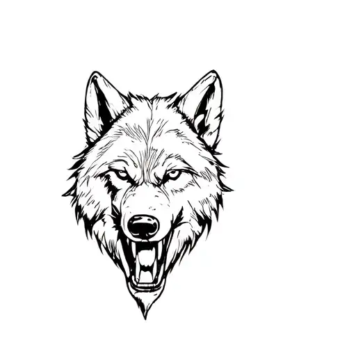 Growling Wolf With Realistic Rocky