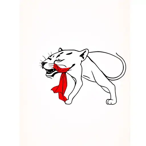 Panther With A Red Scarf On