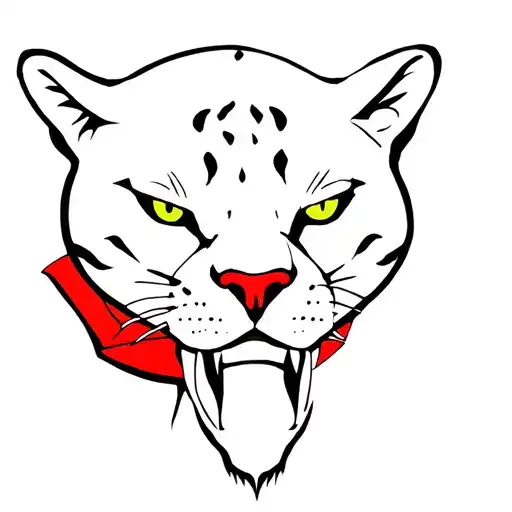 Panther With A Red Scarf On