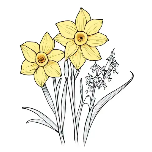 Daffodil And Larkspur Flowers Intertwined