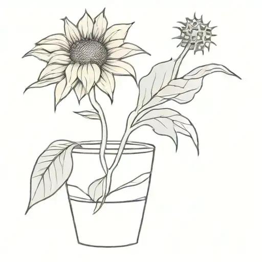 Sunflower In A Broken Pot