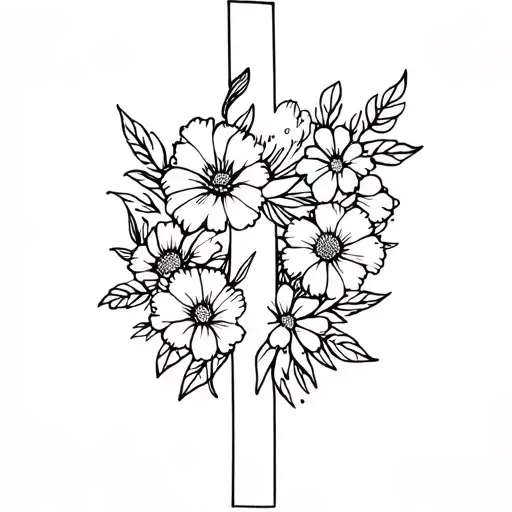 June And July Birth Flower Around A Cross