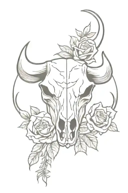 Cow Skull With Roses