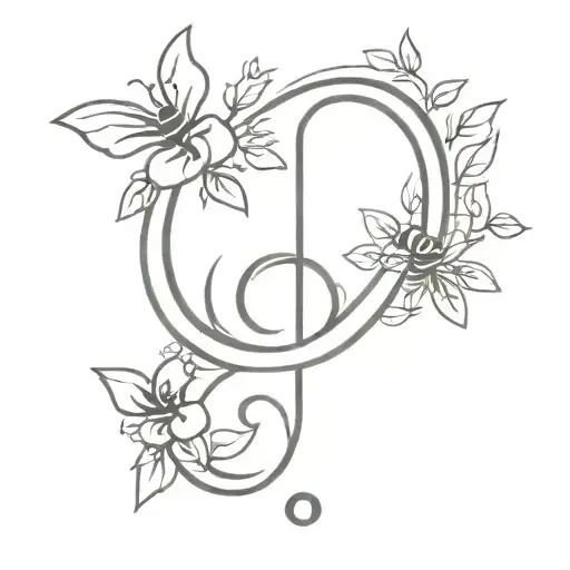 Treble Clef With Flowers And Bee Collecting Nectar