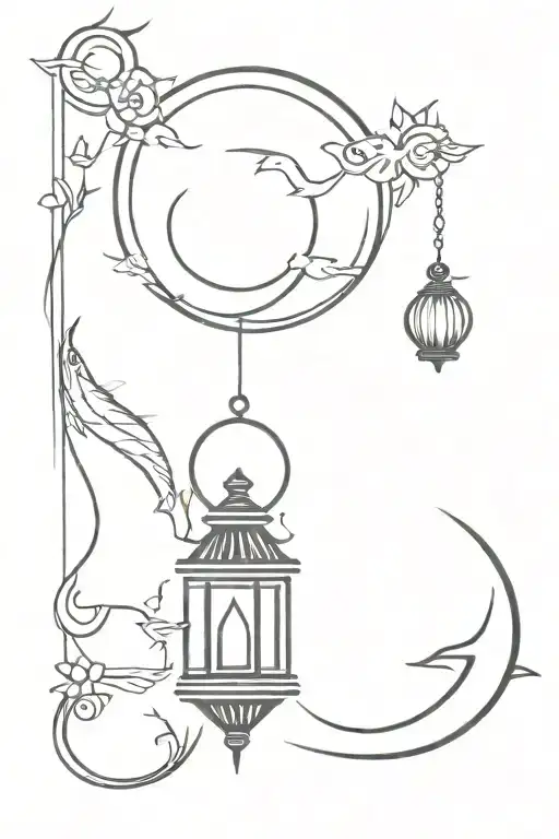 Black Sun Moon Fishes And A Lantern Symbol