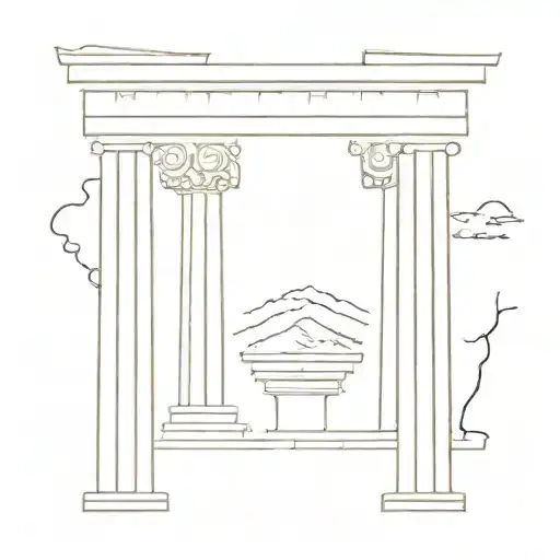 Minimal Tattoo Of Three Types Of Greek Pillars