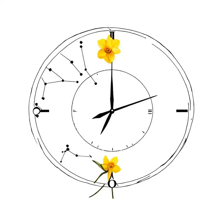 Daffodil Clock Aries Picses Constellation Intertwined