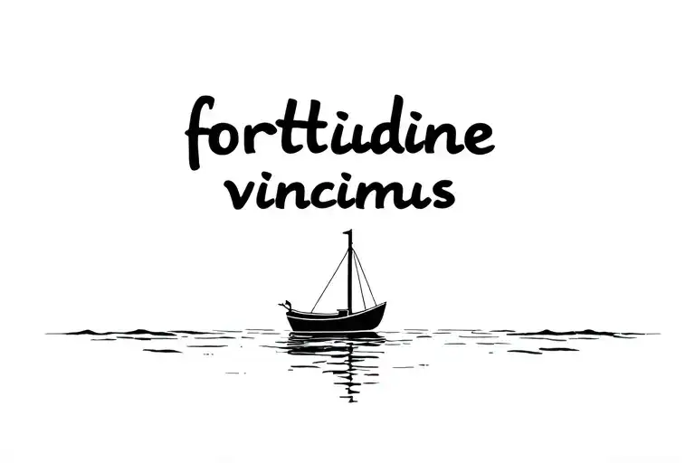 Small Boat Floating With Phrase 'Fortitudine Vincimus'